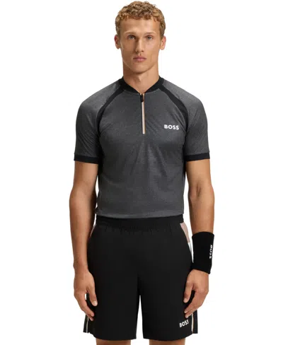 Hugo Boss Boss By  Men's Jersey Zip-neck Slim-fit Polo Shirt In Multi