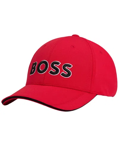 Hugo Boss Boss By  Men's Knitted-pique Six-panel Cap In Open Red