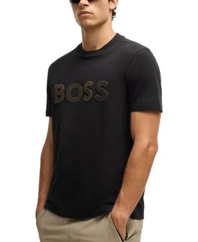 Hugo Boss Boss By  Men's Large Logo Regular-fit T-shirt In Black