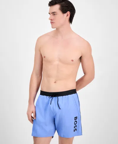 Hugo Boss Boss By  Men's Logo 6" Swim Trunks, Created For Macy's In Brightblue