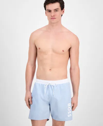 Hugo Boss Boss By  Men's Logo 6" Swim Trunks, Created For Macy's In Lt,pasblue