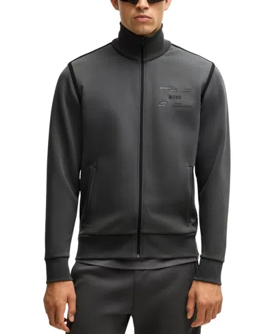 Hugo Boss Boss By  Men's Cotton-blend Zip-up Sweatshirt In Dark Gray