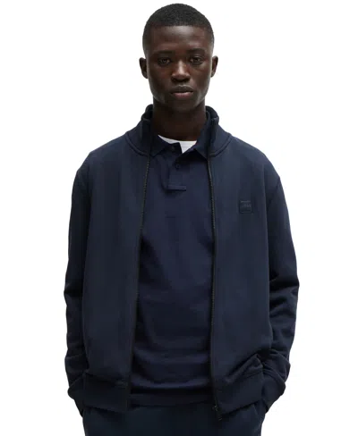 Hugo Boss Boss By  Men's Logo Badge Zip-up Jacket In Dark Blue