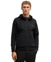 Hugo Boss Logo-patch Zipped Drawstring Hoodie In Black