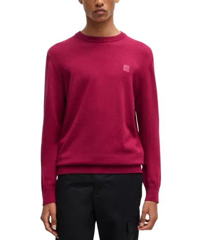 Hugo Boss Boss By  Men's Logo Crew-neck Sweater In Open Red