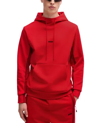 Hugo Boss Boss By  Men's Logo Detail Regular-fit Hoodie In Open Red
