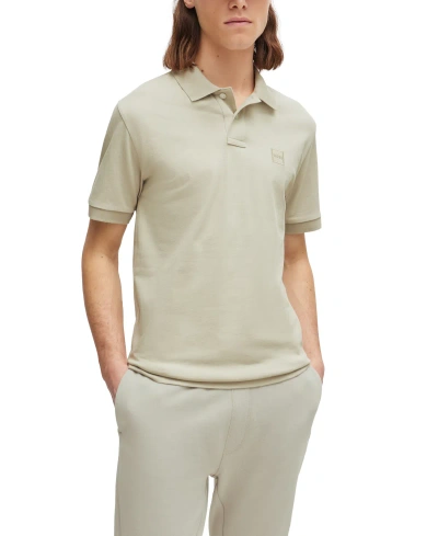 Hugo Boss Boss By  Men's Logo Patch Slim-fit Polo Shirt In Light Beige