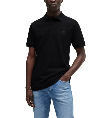 Hugo Boss Boss By  Men's Logo Patch Stretch-cotton Slim-fit Polo Shirt In Black