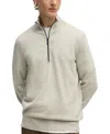 Hugo Boss Zip-neck Sweatshirt In Mercerized Cotton Jacquard In Open Beige