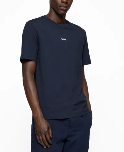 Hugo Boss Boss By  Men's Logo Print Relaxed-fit T-shirt In Dark Blue