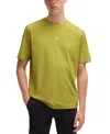 Hugo Boss Relaxed-fit T-shirt In Stretch Cotton With Logo Print In Open Green