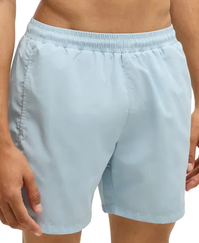 Hugo Boss Boss By  Men's Logo Print Swim Shorts In Light Blue