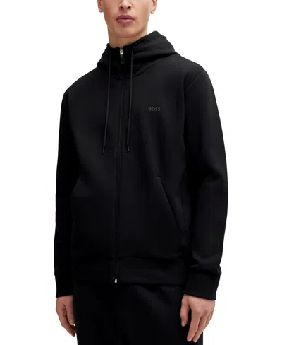 Hugo Boss Boss By  Men's Logo Print Zip-up Hoodie In Black