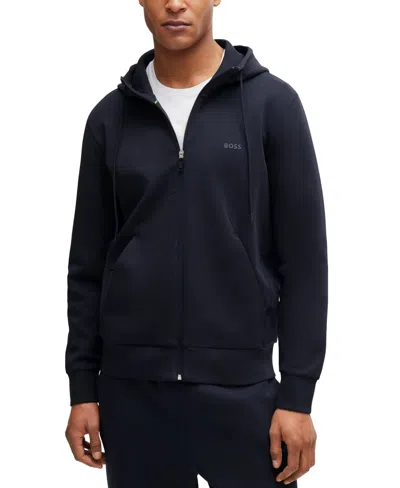 Hugo Boss Boss By  Men's Logo Print Zip-up Hoodie In Dark Blue