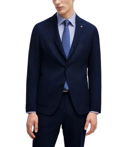 Hugo Boss Boss By  Men's Melange Slim-fit Blazer In Dark Blue