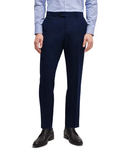 Hugo Boss Boss By  Men's Melange Stretch Slim-fit Trousers In Dark Blue