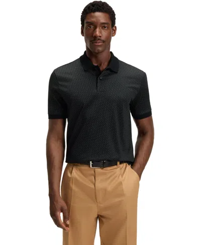 HUGO BOSS BOSS BY HUGO BOSS MEN'S MERCERIZED-COTTON MONOGRAM POLO SHIRT