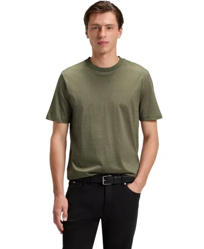 Hugo Boss Boss By  Men's Mercerised-cotton Monogram T-shirt In Green