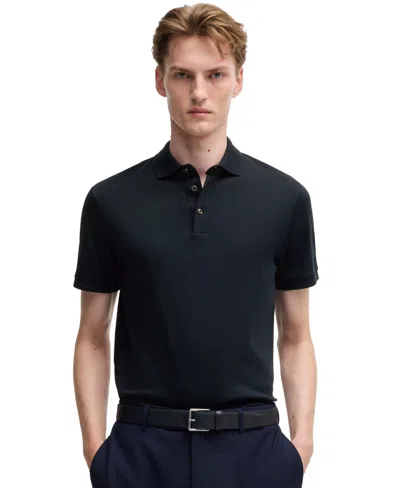 Hugo Boss Boss By  Men's Mercerized Cotton Regular-fit Polo Shirt In Blue
