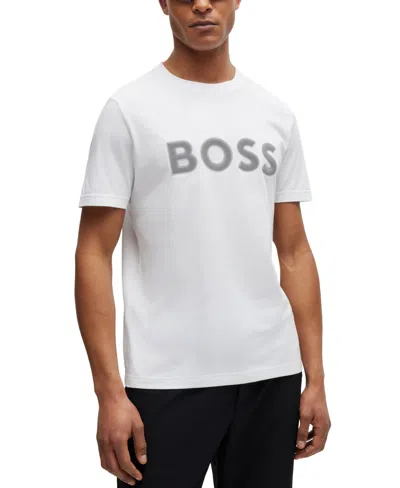 Hugo Boss Boss By  Men's Mesh Logo Regular-fit T-shirt In White