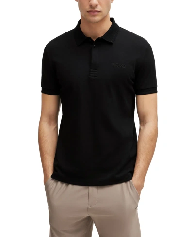 Hugo Boss Boss By  Men's Mesh Logo Slim-fit Polo Shirt In Black