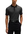 Hugo Boss Boss By  Men's Regular-fit Micro-pattern Polo In Black