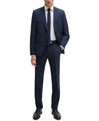 Hugo Boss Boss By  Men's Micro-patterned Regular-fit Suit In Dark Blue
