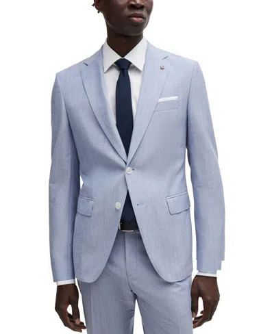 Hugo Boss Boss By  Men's Micro-patterned Slim-fit Jacket In Open Blue