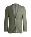 Hugo Boss Slim-fit Jacket In Micro-patterned Wool In Open Green