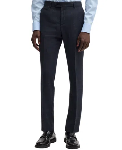 Hugo Boss Boss By  Men's Micro-patterned Slim-fit Trousers In Dark Blue