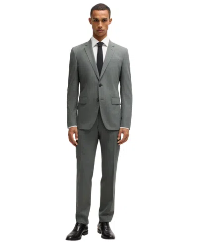 Hugo Boss Boss By  Men's Micro-patterned Stretch Cloth Slim-fit Suit In Open Gray