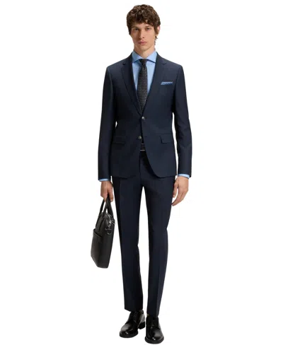 Hugo Boss Boss By  Men's Micro-patterned Virgin Wool Slim-fit Suit In Blue