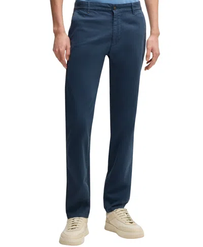 Hugo Boss Boss By  Men's Micro-printed Stretch Cotton Slim-fit Trouser Pants In Open Blue