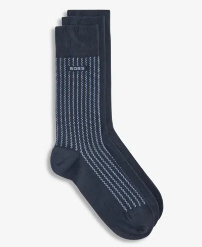 Hugo Boss Boss By  Men's Minicube Detail Socks, 3-pack In Black