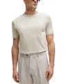 Hugo Boss Boss By  Men's Mixed Structures Regular-fit T-shirt In Open Beige