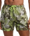 Hugo Boss Fully Lined Swim Shorts With Seasonal Print In Open Green