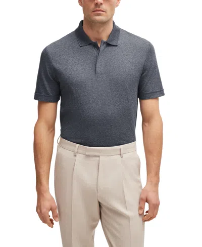 Hugo Boss Boss By  Men's Mouline Regular-fit Polo Shirt In Dark Blue