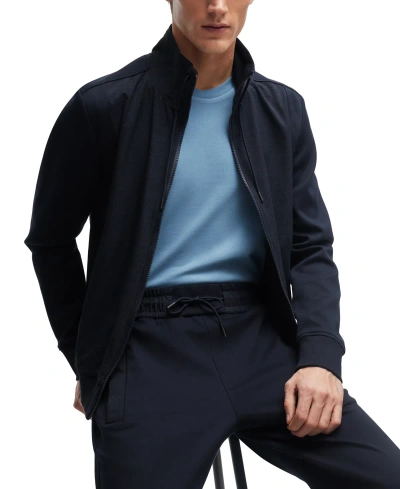 Hugo Boss Boss By  Men's Packable Zip-up Sweatshirt In Dark Blue
