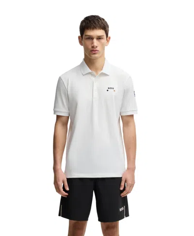 Hugo Boss Boss By  Men's Paddy Stretch-pique Regular-fit Polo Shirt In White