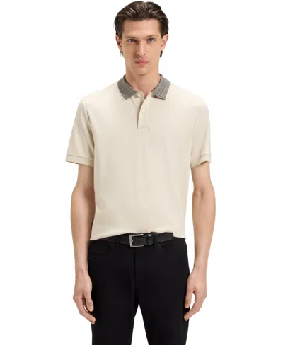 Hugo Boss Boss By  Men's Patterned Collar Pima-cotton Polo Shirt In Neutral