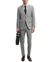 Hugo Boss Slim-fit Suit In Micro-patterned Performance-stretch Cloth In Silver