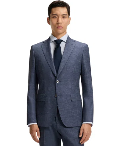 Hugo Boss Boss By  Men's Patterned Stretch Slim-fit Blazer In Blue