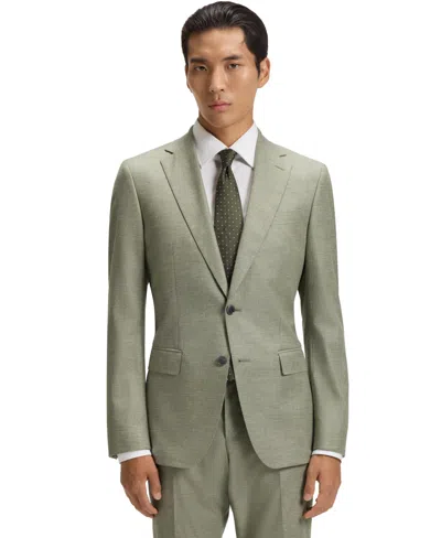 Hugo Boss Boss By  Men's Patterned Stretch Slim-fit Blazer In Green