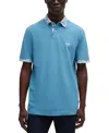 Hugo Boss Cotton-piqué Polo Shirt With Logo Print In Open Blue