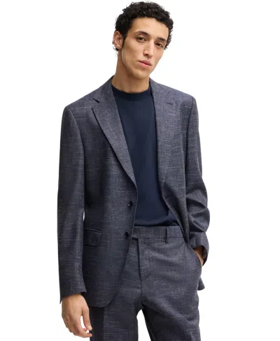 Hugo Boss Boss By  Men's Patterned Wool Blend Slim-fit Suit Jacket In Dark Blue