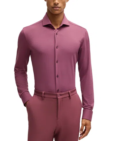 Hugo Boss Boss By  Men's Performance Slim-fit Dress Shirt In Dark Pink