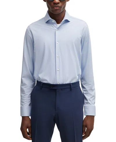Hugo Boss Boss By  Men's Performance-stretch Regular-fit Shirt In Open Blue