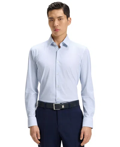 Hugo Boss Boss By  Men's Performance-stretch Slim-fit Dress Shirt In Blue