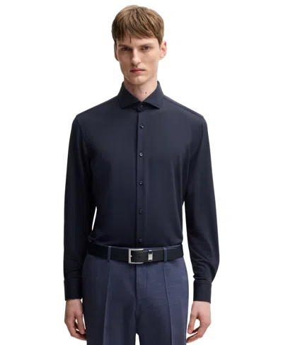 Hugo Boss Boss By  Men's Performance-stretch Slim-fit Dress Shirt In Dark Blue