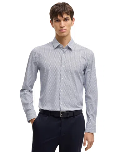 Hugo Boss Boss By  Men's Stretch Jersey Slim-fit Dress Shirt In Dark Blue